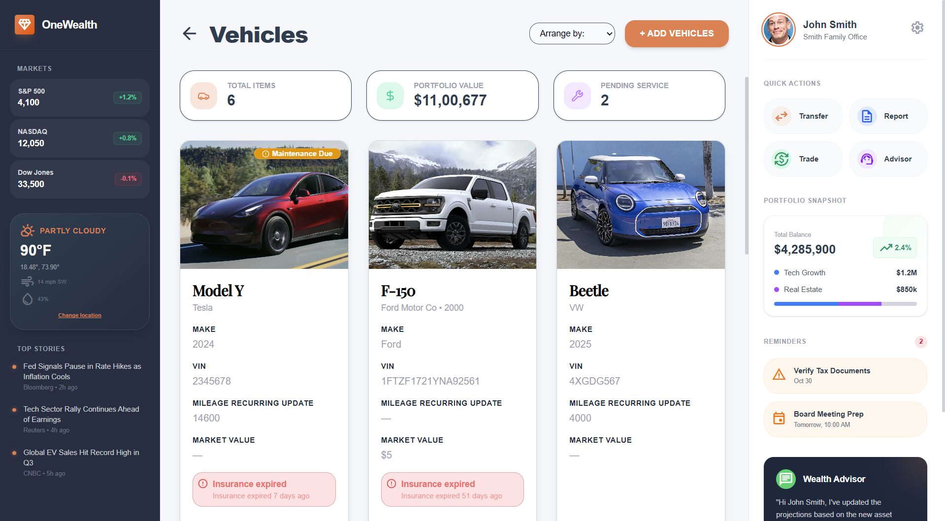 Modern fintech dashboard mockup showing graphs and data visualization